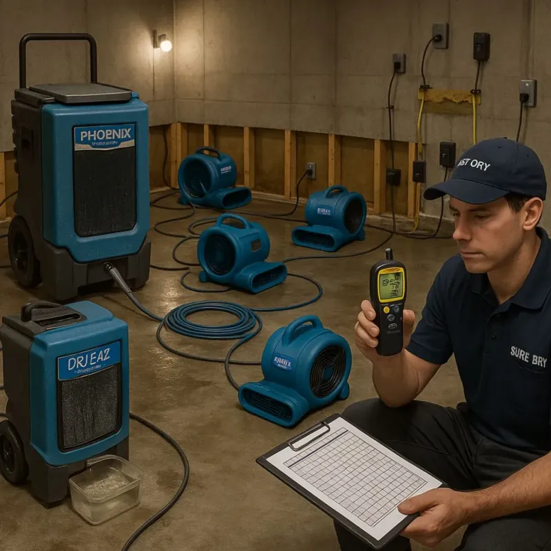 Structural Drying and Dehumidification process in Cumberland Center, ME
